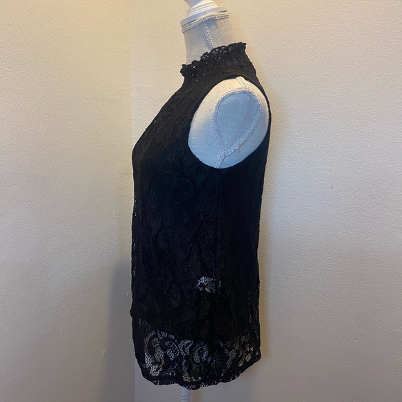 Cable & Gauge Black Lace Overlay Turtleneck Tank Top - Picture 8 of 8